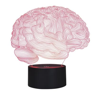 China Modern Simplicity Brain Illusion Decoration 3D Touch Control 7 Color Changing 3D LED Night Lamp for sale