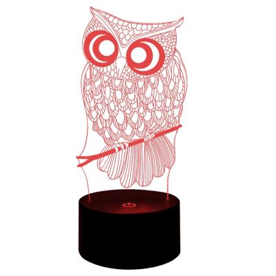 China Modern Simplicity Owl 3D Illusion Lamp 3D Touch Great Kids Gifts Order 3D LED Night Lamp for sale