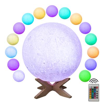 China Modern Simplicity Moon Lamp Kids Gift Decration 3.15inch Customizaiton 3D LED Night Light 16 Colors Remote and Current Light Kids Desk Lamp for sale