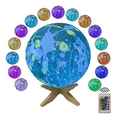 China Modern Simplicity Remote& Touch 16 Colors LED Doodle Moon Light With Wooden Stand 3D Night Light for sale