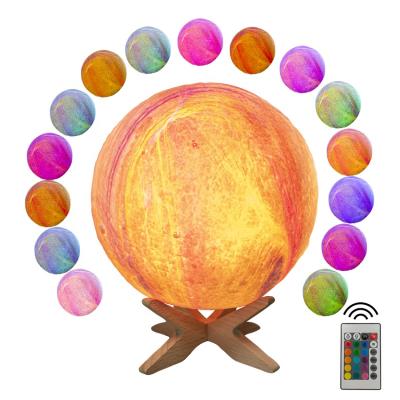 China Modern Simplicity 16 Colors Moon Light With Wooden Stand Remote&Touch 3D Wheat LED Night Light for sale