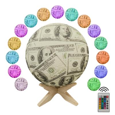 China Modern Simplicity Lamp Dollar Sign Present Lamp With Wooden Stand 16 Color Remote Night Light for sale