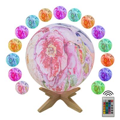 China Modern Simplicity Lamp Peony Present Lamp with Wooden Stand 16 Color Remote Night Light for sale