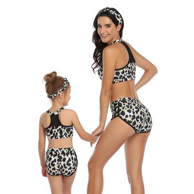 China New Arrival TOSWIM Fashion Leopard Print Breathable Children Girl Bikini Swimwear Mom Daughter and Mother Swimsuit for sale