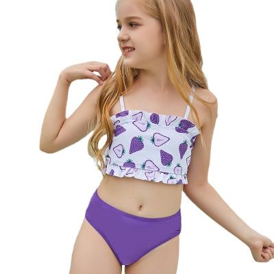 China Breathable Custom Girls Fruit Little Kids Fitness Girl Kid Bikini Colorful Princess Stripe Beach Wear for sale