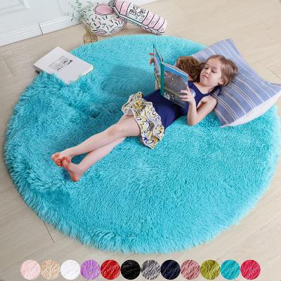 China Round Shape Washable Blue Shaggy Floor Rug Kids Rug Kids Bedroom Play Rugs And Blankets for sale