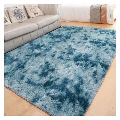 China Modern Blue Fluffy Pile Blanket Modern Design Decoration Bedroom Shaggy Pile Rug Long for sale