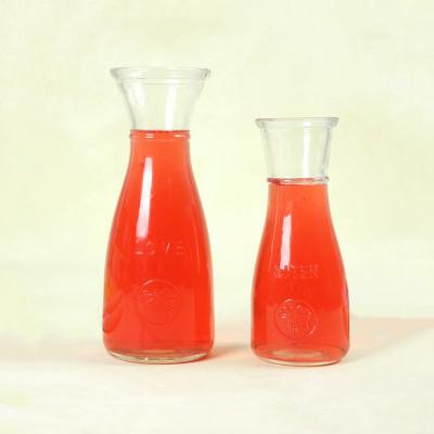 China Beverage Customize 350ml 500ml Clear Round Empty Glass Beverage Juice Milk Bottles for sale