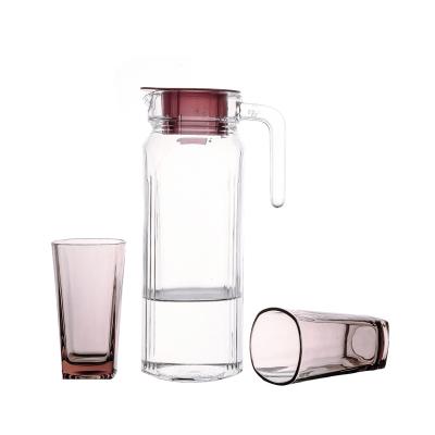 China Sustainable Family Use Household Purple Drinking 1150ml Glass Water Pitcher Sets For Coffee Juice for sale