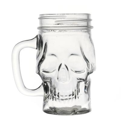 China Beverage / Wine Glass Bottle Maker Skeleton Shaped Beverage Various Capacity Customize Wine Glass Bottle With Handle for sale