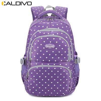 China Custom wholesale CALDIVO college style polyester school bags backpack factory waterproof fabric printing college bag backpack for sale