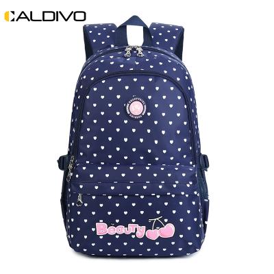 China CALDIVO custom printed backpack high quality custom waterproof girls college bags girl package school factory rucksack for sale