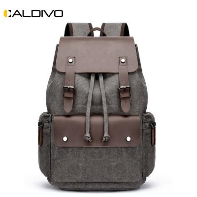 China Custom Wholesale CALDIVO Waterproof Bags Factory Travel Business Laptop Backpack For Travel Vintage Laptop Leather Backpack for sale