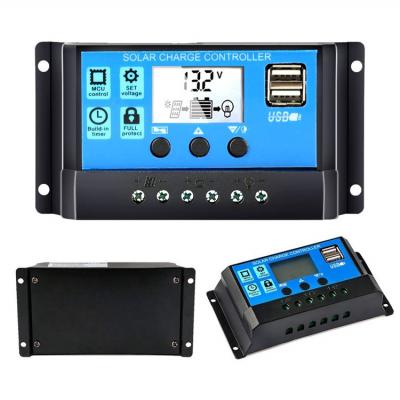 China Charger Controller 10A 20A 30A 40A 50A 60A Solar Charge Controller PWM 12V 24V Controller LCD Dual USB PV Home Solar Cell Panel Battery Charger SCC for sale