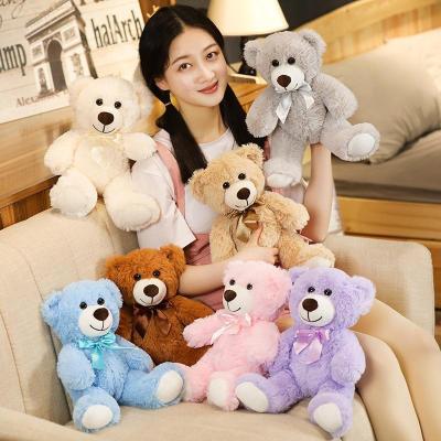 China 35cm Fashion Seven-color Bow Tie Teddy Bear Pillow Children's Toys Imagination Little Cute Ribbon Doll Stuffed Bear Teddy Bears Toy for sale