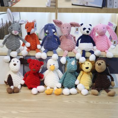 China Stuffed 33CM Stuffed Animal Cartoon Plush Doll Stuffed Toy Rabbit Bear Striped Animals Doll Kids Gift for sale