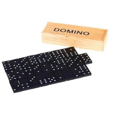 China Amazon Hot Sale Wooden 28 Piece Dominoes Black Board Game Set Traditional Classic Adult Kids Fun Family Game for sale