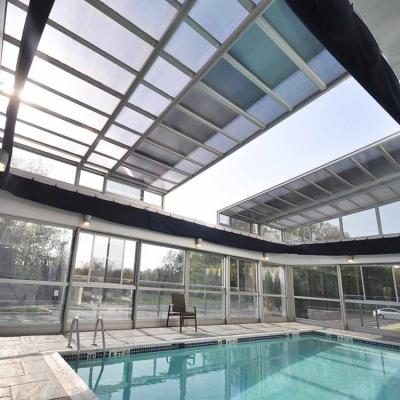 China Side Awning Solar Panels Flat Tempered Laminated Glass And Frame Aluminum Fittings Auto Openable Retractable Sliding House Roofing Sealed for sale