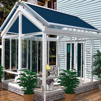 China Best Selling Removable Cover Outdoor Terrace Retractable Skylight Motorized Sunroom Conservative Side Room Sunshade Roof Glass Tent for sale