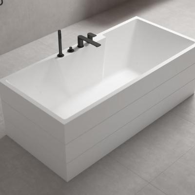 China Easy Clean Bathtub Resin Freestanding Bathtub Lavatory Artificial Stone Bathtubs For Adult Jacuzzi Use for sale