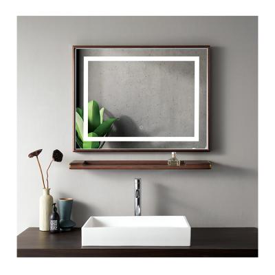 China Magnifying Nordic Smart Bathroom Mirror Wood Frame Mirror, Led Touch Screen Fog Mirror, Bathroom Vanity Mirror With Light for sale