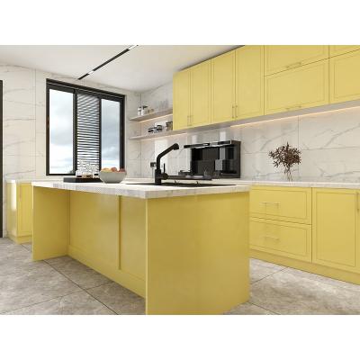 China 2021 Modern New Design Fitted Kitchens Beige Lacquer Kitchen Cabinet Complete Set for sale