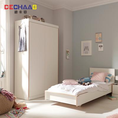 China (Others) Bedroom Furniture Simple Design Adjustable White Wooden Wardrobe Closet 2 Doors for sale