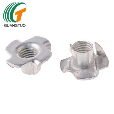 China Rustproof M3 M5 M6 M8 M10 M12 Four Claw Blind Nut Speaker Nut T-Nut Insert Tee Multi-direction Nut For Furniture Wood Hardware for sale