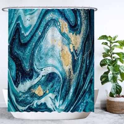 China Sustainable Printing Waterproof Hot Selling Shower Curtain Sets Custom Marble Shower Curtain Bathroom Supplies for sale