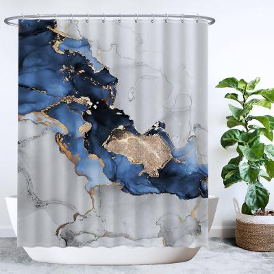 China Waterproof Bathroom Modern Art Decor Marble Polyester Ink Shower Curtain Viable Art Bathroom Shower Curtain Sets for sale