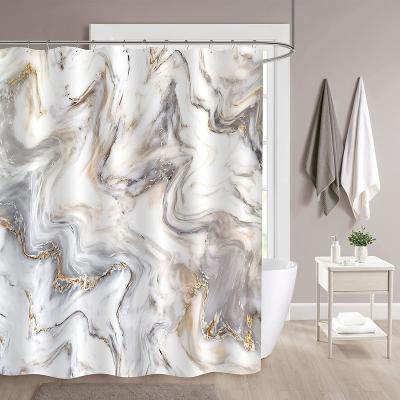 China Gray Gold Marble Shower Curtain workable set abstract modern shower curtain for bathroom decor luxury shower curtain for sale