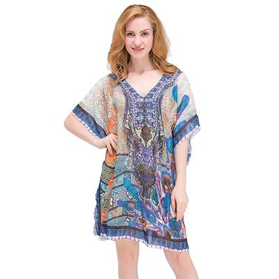 China China Breathable Wholesale Women Cover Up Printed Beach Wear Kaftan for sale