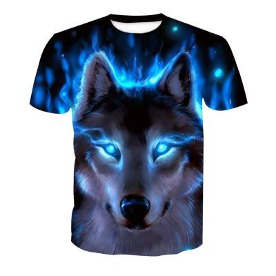 China Newest Wolf Anti-Shrink 3D Print Animal Cool Funny T-shirt Men Summer Short Sleeve Tops Tee T-shirt Male for sale