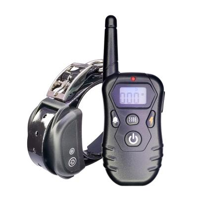 China Long Lasting 300m Remote Dog Training Collar Rechargeable And Waterproof Electronic Beep Vibration Shock And No Bark Collar for sale