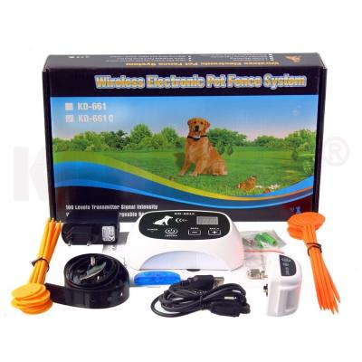 China Pet Wireless Electric Barrier Dog Shock Collar System Stocked Waterproof Transmitter for sale