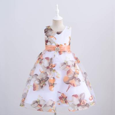 China Anti-wrinkle mesh princess dress summer female children's sleeveless wear printed children's dress for sale