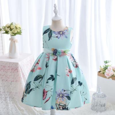 China Anti-wrinkle children's clothing printed dress summer cotton princess dress bridesmaid wedding girl short dress for sale