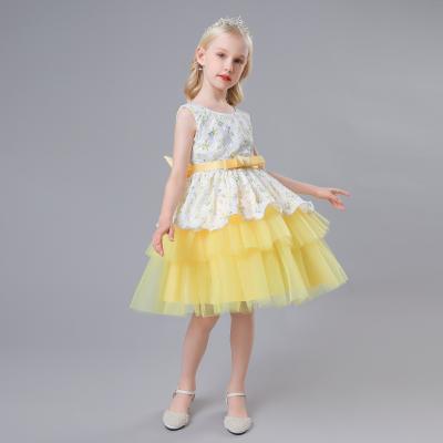 China Wholesale Tricolor Optional Girls Anti-wrinkle Children's Clothing Princess Dress Piano Performance Fluffy Dress for sale