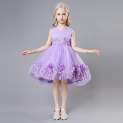 China Anti-wrinkle Tulle Rose Girl's Performance Dress Purple Dress Children's Wholesale 2021 NEW for sale