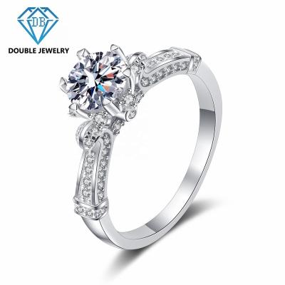 China FASHIONABLE luxury jewelry silver double moissanite 925 stone ring with MR-010 certificate for sale