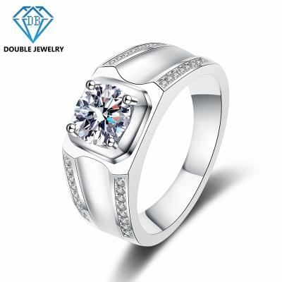 China TRENDY style jewelry classic 925 silver custom moissanite double rings for lover and friend MR-012 for sale