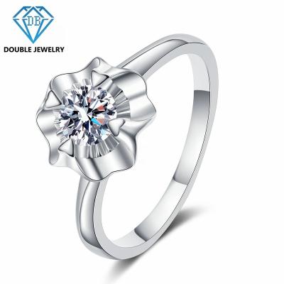 China Fashionable double jewelry luxury custom made jewelry forever love 925 engagement ring moissanite silver diamond ring MR-014 for sale