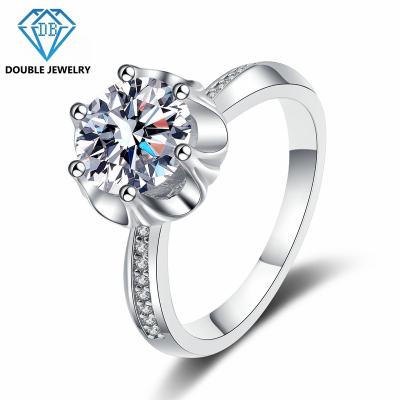 China TRENDY Double Jewelry Customized 925 Silver Round Shape 1ct Moissanite Women Jewelry Wedding Set Rings Engagement MR-015 for sale