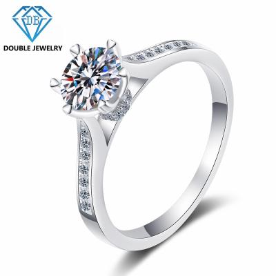 China Double Rings TRENDY Jewelry Moissanite 925 Ring Silver Engagement Rings MR-016 for sale