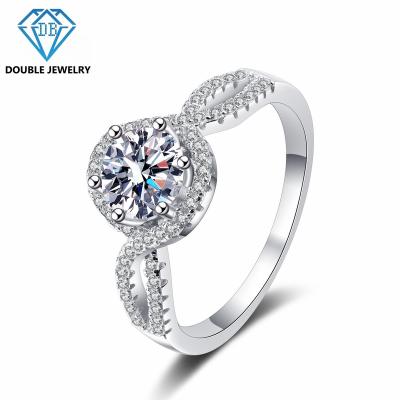 China Beautiful jewelry 2021 newest design 1 carat moissanite FASHIONABLE double jewelry ring MR-019 for sale