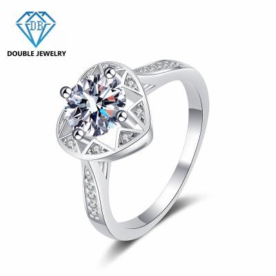 China FASHIONABLE Jewelry Lab Developed Double Diamond Moissanite Jewelry Ring 925 Silver Ring MR-023 for sale