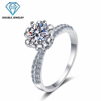 China FASHIONABLE Queen Jewelry Style 925 Sterling Silver Double Gemstone Open Rings With Moissanite Diamond MR-026 for sale