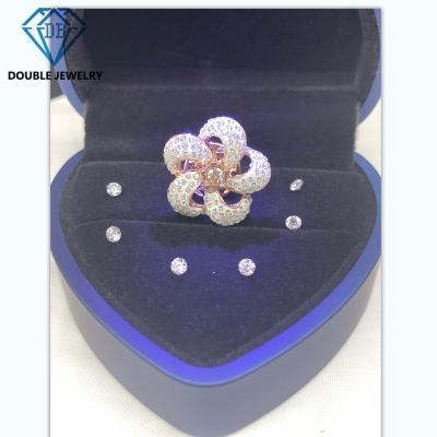 China Elegant luxury jewelry double moissanite diamond brooches decoration for wedding dress and clothes for sale