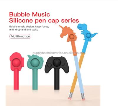 China Silicone Pen Topper Bubble Busty Pen Toys Decompression Toys Pop Up Busty Person Pen Cap For Pencil for sale