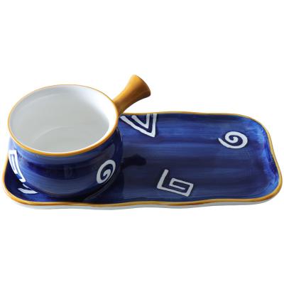 China Viable Japanese Breakfast Tableware Set Rice Salad Handle Bowl Pasta Bowl Creative Household Baked Dish Ceramic Cooking Combination for sale